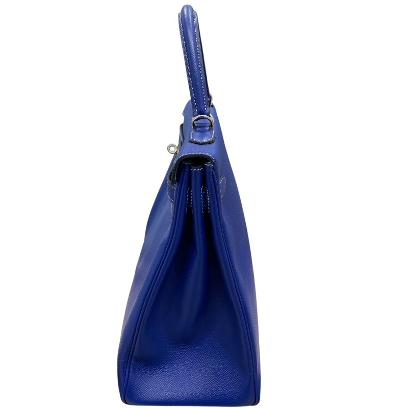 HERMES 愛馬仕 KELLY 35 凱莉包 EPSOM 電光藍 內縫 銀釦-3