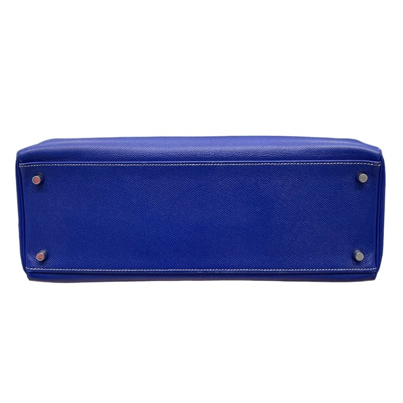 HERMES 愛馬仕 KELLY 35 凱莉包 EPSOM 電光藍 內縫 銀釦-4