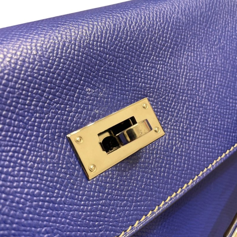 HERMES 愛馬仕 KELLY 35 凱莉包 EPSOM 電光藍 內縫 銀釦-11
