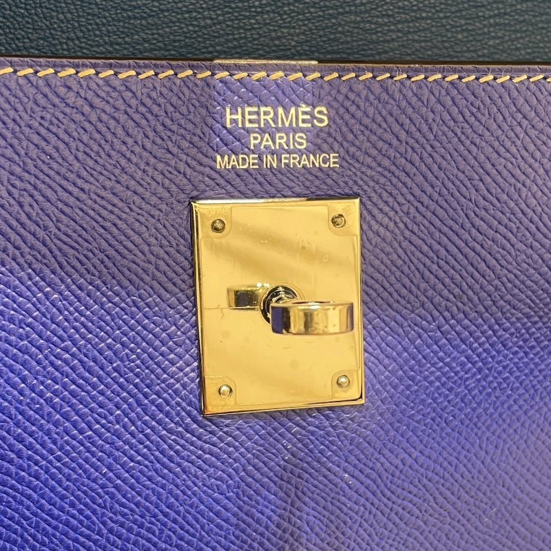 HERMES 愛馬仕 KELLY 35 凱莉包 EPSOM 電光藍 內縫 銀釦-12