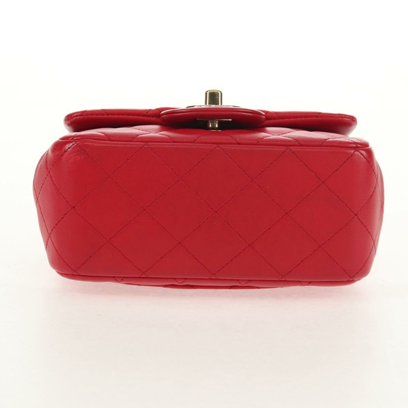 【日本直送】香奈兒 Matelasse 17 鏈條肩背包，羊皮材質，紅色，金色雙C標誌，正品編號 144831SAM-4