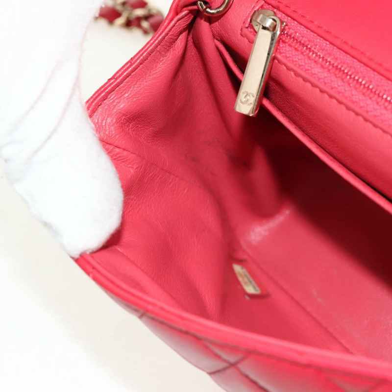 【日本直送】香奈兒 Matelasse 17 鏈條肩背包，羊皮材質，紅色，金色雙C標誌，正品編號 144831SAM-25