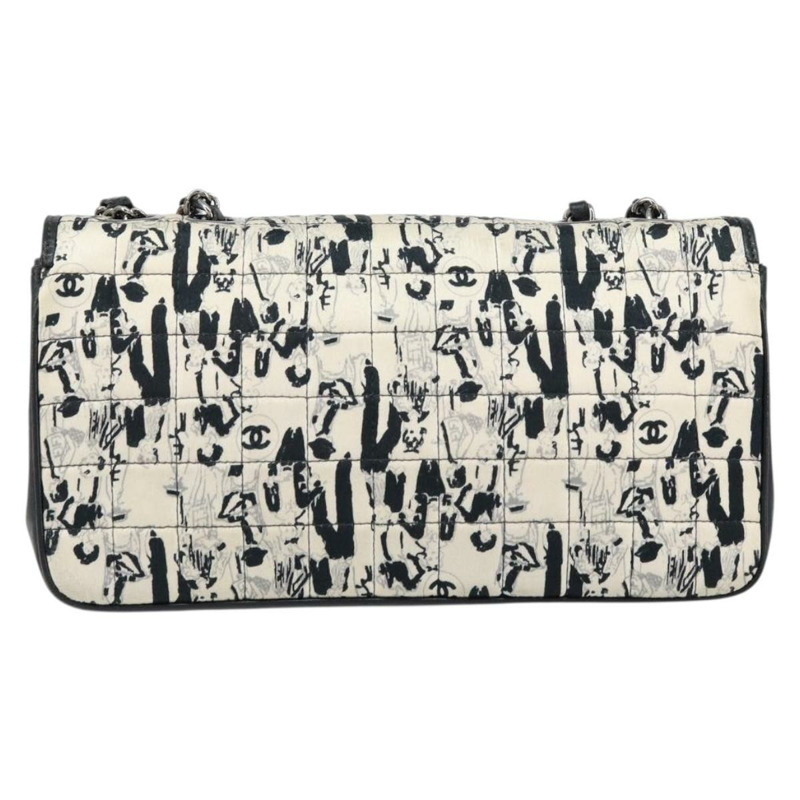 【日本直送】香奈兒 Choco Bar 鏈條肩背包，緞面黑色銀色 CC 標誌，貨號 144833V-1