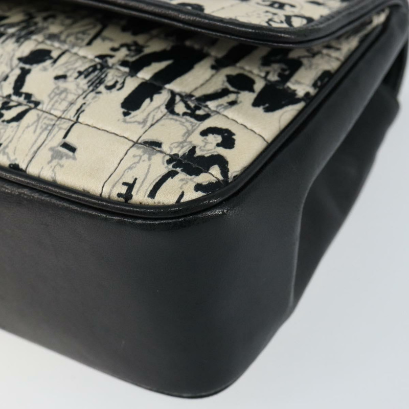 【日本直送】香奈兒 Choco Bar 鏈條肩背包，緞面黑色銀色 CC 標誌，貨號 144833V-13