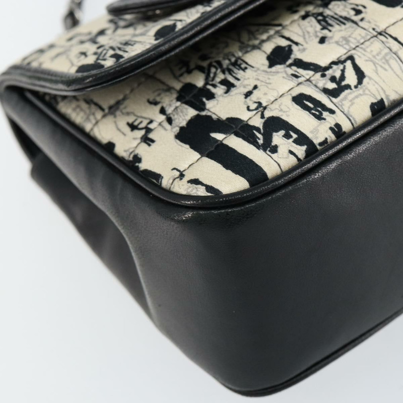 【日本直送】香奈兒 Choco Bar 鏈條肩背包，緞面黑色銀色 CC 標誌，貨號 144833V-14