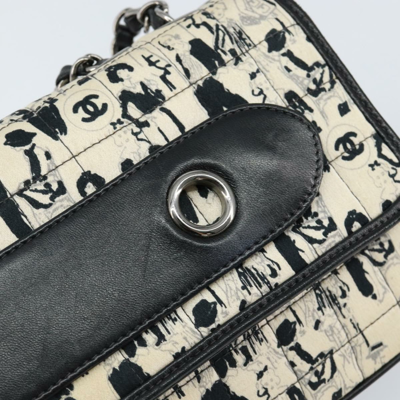 【日本直送】香奈兒 Choco Bar 鏈條肩背包，緞面黑色銀色 CC 標誌，貨號 144833V-18