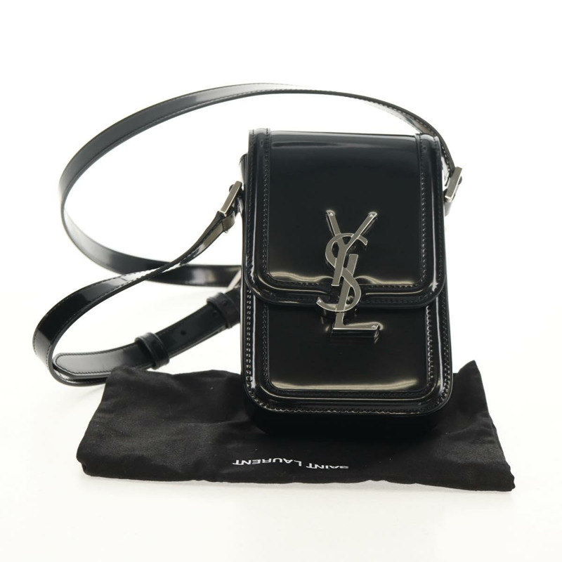 【日本直送】SAINT LAURENT Solferino 漆皮單肩包 黑色 銀色 正品 148457SAM-11