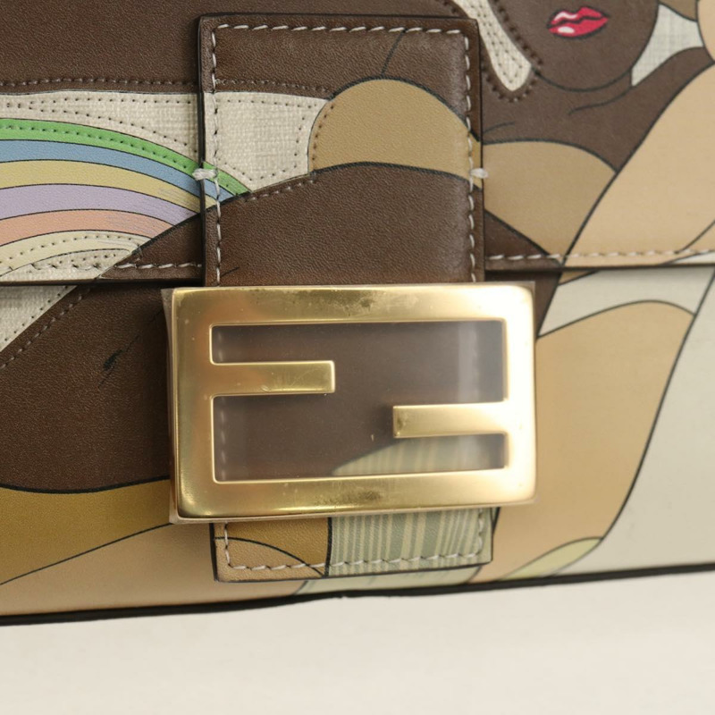 【日本直送】FENDI Zucca 帆布 Antonio Lopez Mamma Baguette 包 2way 象牙色正品 146070SM-21