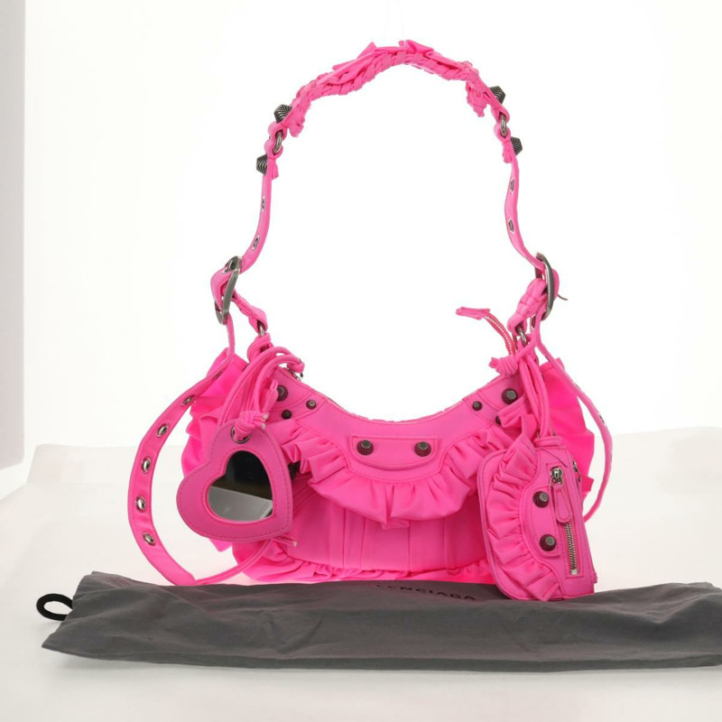 【日本直送】BALENCIAGA LucaGol XS 單肩包 尼龍材質 粉紅色 銀色 671309 正品 147969SM-11