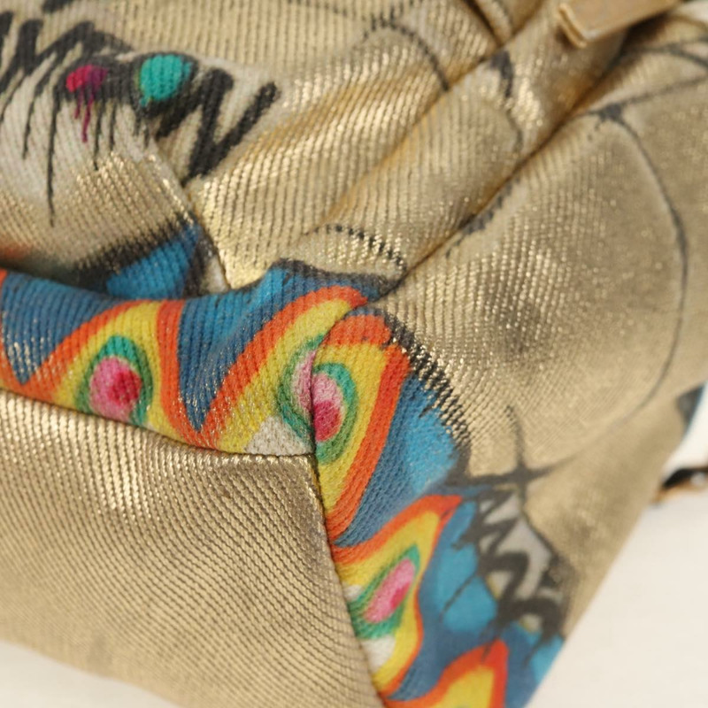 【日本直送】香奈兒塗鴉帆布雙肩包，金色雙C標誌，貨號148460SAM-17