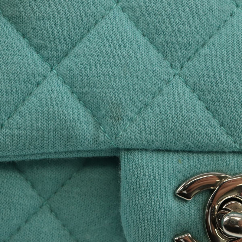 【日本直送】香奈兒 Matelasse 20 鏈條包 棉質 綠松石藍 銀色 CC 標誌 Auth 149236SAM-1