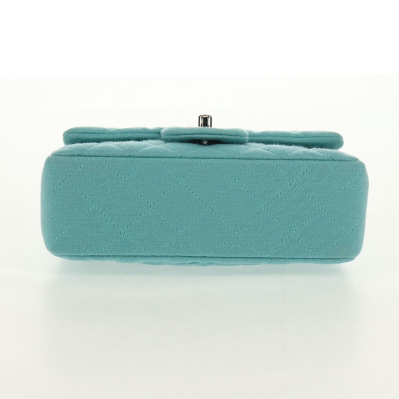 【日本直送】香奈兒 Matelasse 20 鏈條包 棉質 綠松石藍 銀色 CC 標誌 Auth 149236SAM-5