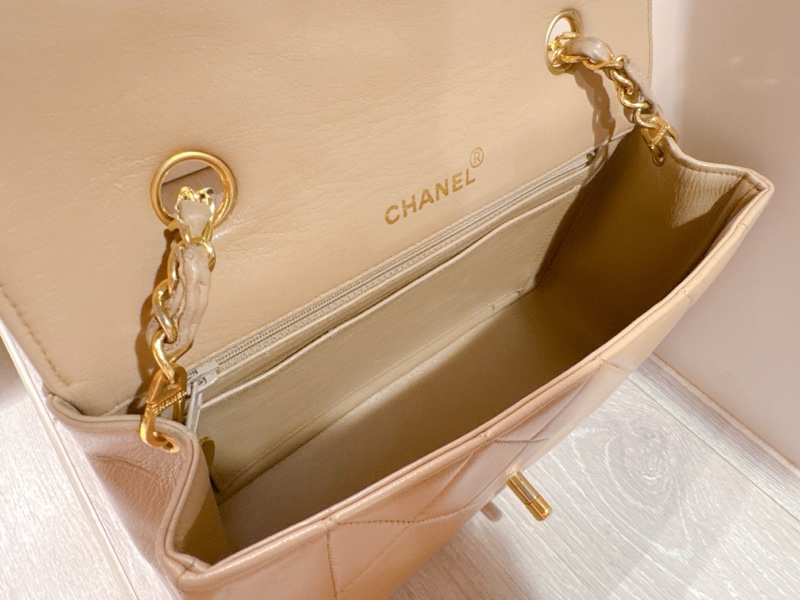 香奈兒｜Chanel Vintage Diana Flap 米色羊皮 24K金五金｜附保卡盒子｜1990年代-10