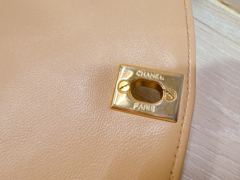 香奈兒｜Chanel Vintage Diana Flap 米色羊皮 24K金五金｜附保卡盒子｜1990年代-17
