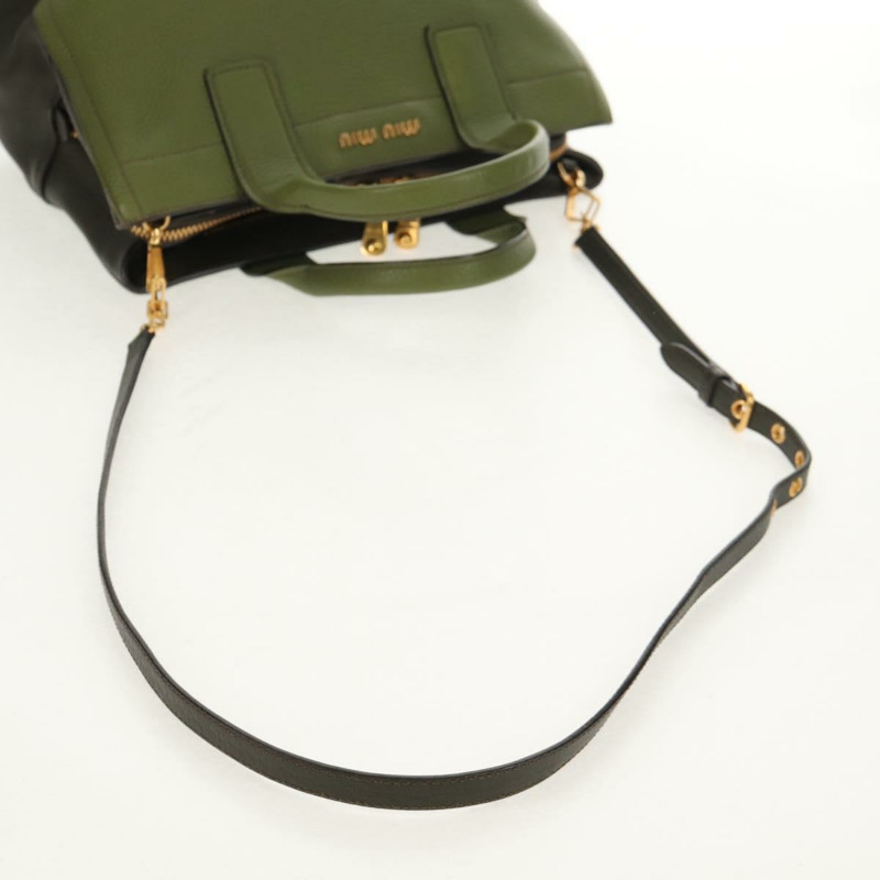 【日本直送】Miu Miu 手提包 皮革 兩用 綠金 RN0889 正品 134339V-7