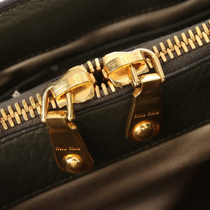 【日本直送】Miu Miu 手提包 皮革 兩用 綠金 RN0889 正品 134339V-28