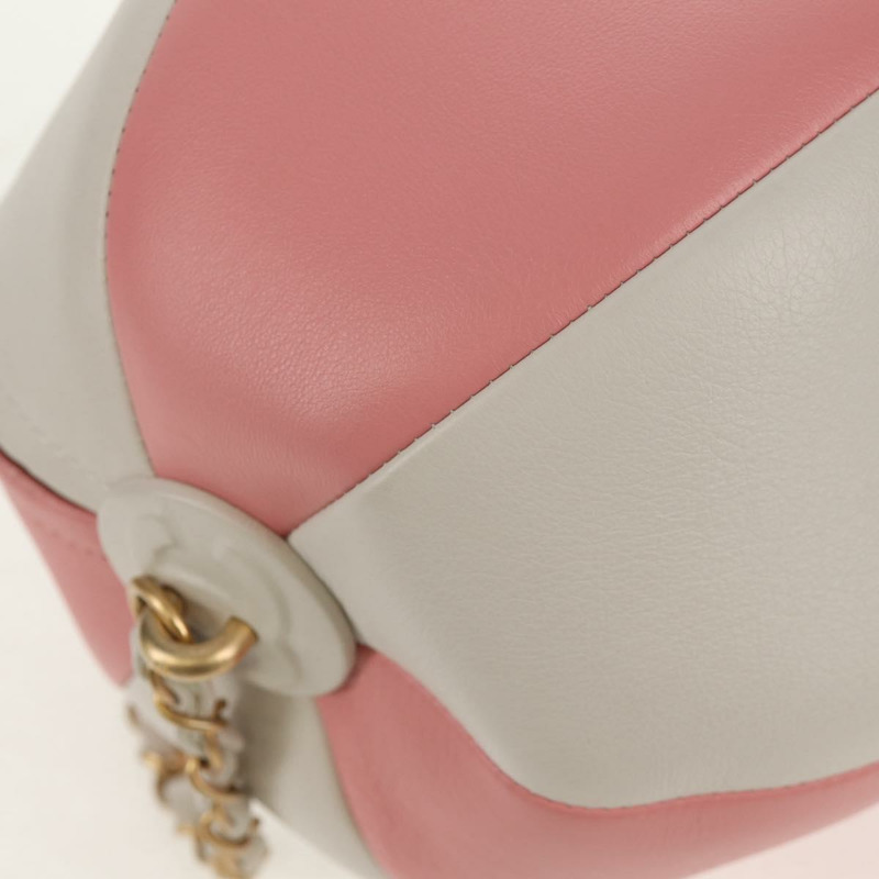 【日本直送】香奈兒 2019 春夏沙灘球肩包，粉金色小牛皮，雙C標誌，正品編號 143921SAM-14