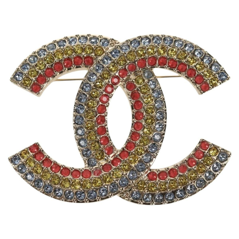 【日本直送】香奈兒 COCO 標誌胸針，金屬材質，多色 CC 標誌，正品編號 144003SM-12