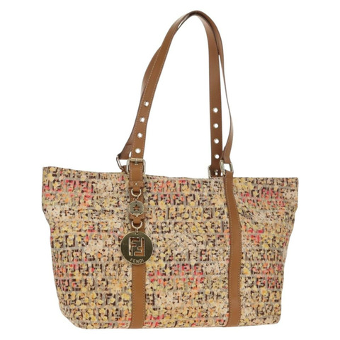 FENDI Zucchino帆布托特包 黃色金色 正品 134352V