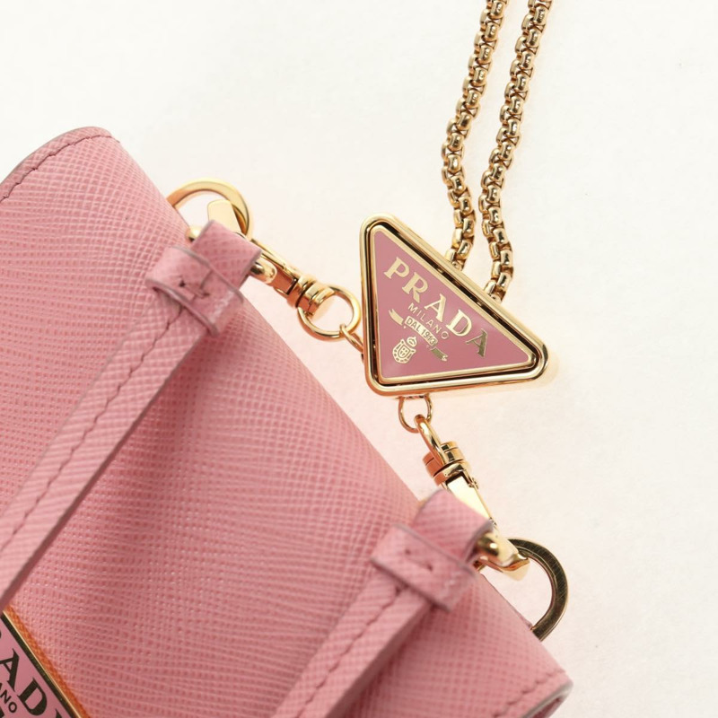 【日本直送】PRADA 鏈條單肩包 皮革 兩用 粉紅金 1BP050 正品 134332M-15