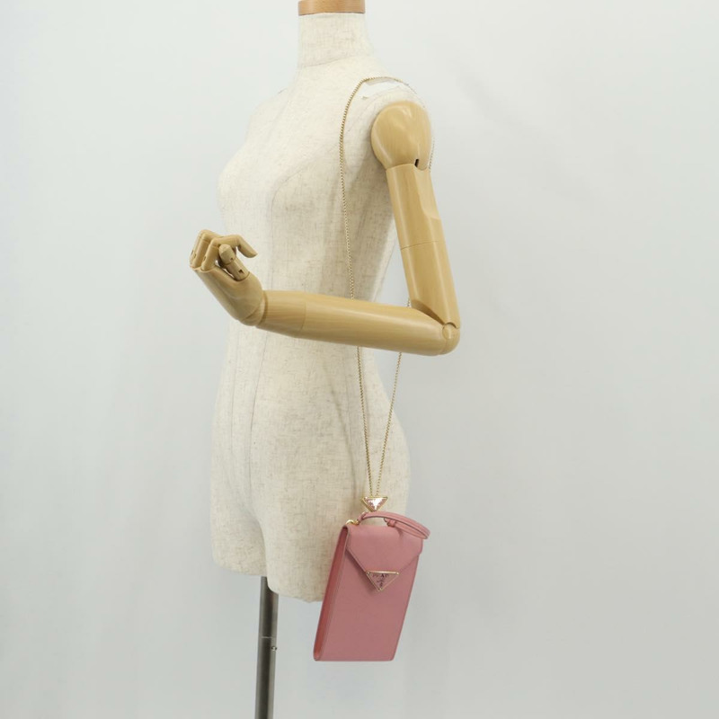 【日本直送】PRADA 鏈條單肩包 皮革 兩用 粉紅金 1BP050 正品 134332M-27