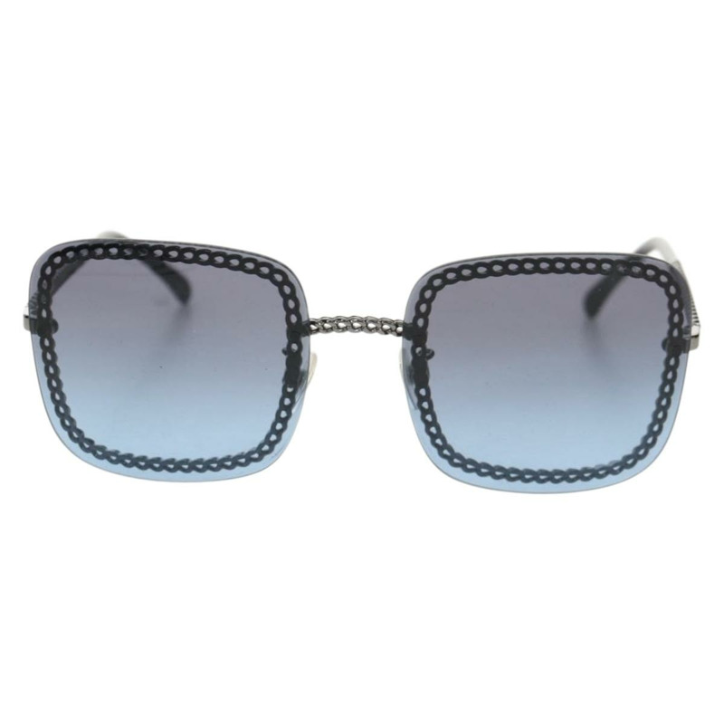 【日本直送】香奈兒 COCO 標誌太陽眼鏡，金屬銀色，4244 CC，Auth 153421M-12