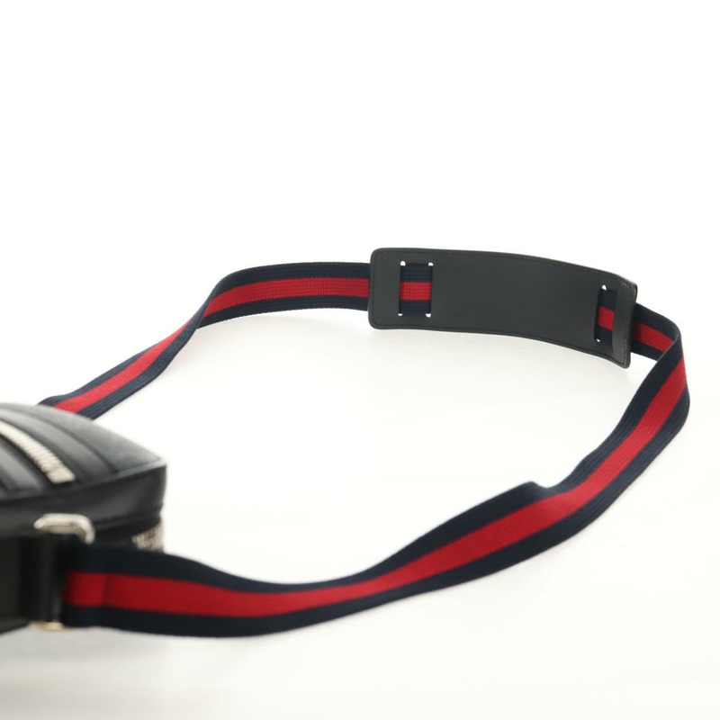 【日本直送】GUCCI GG Supreme Sherry Line 單肩包 PVC 黑色銀色 598103 Auth am9634M-13