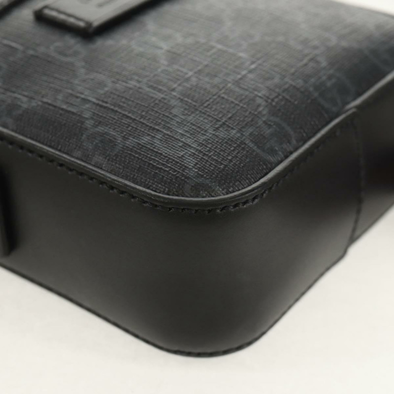 【日本直送】GUCCI GG Supreme Sherry Line 單肩包 PVC 黑色銀色 598103 Auth am9634M-15