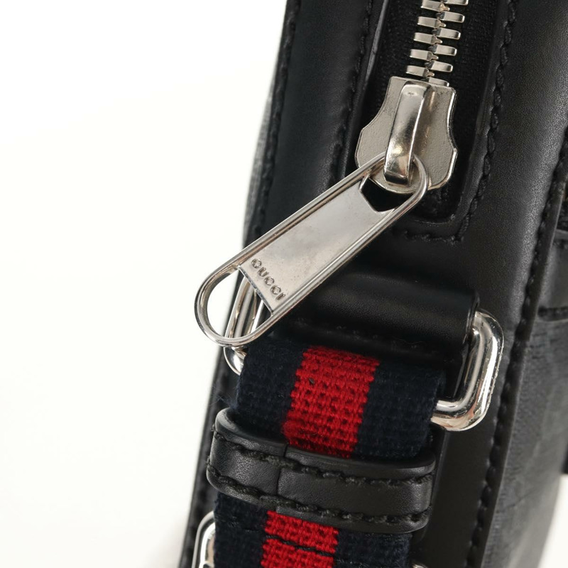 【日本直送】GUCCI GG Supreme Sherry Line 單肩包 PVC 黑色銀色 598103 Auth am9634M-22