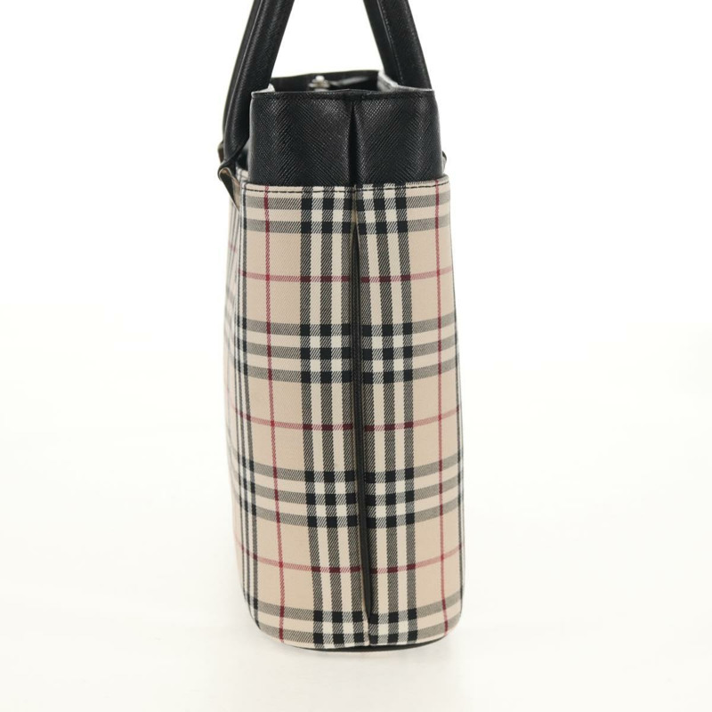【日本直送】BURBERRY Nova 格紋手提包 帆布 米色 銀色 正品 am9603V-2