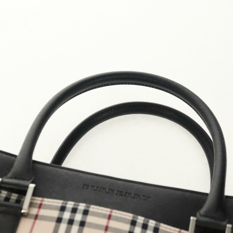 【日本直送】BURBERRY Nova 格紋手提包 帆布 米色 銀色 正品 am9603V-7