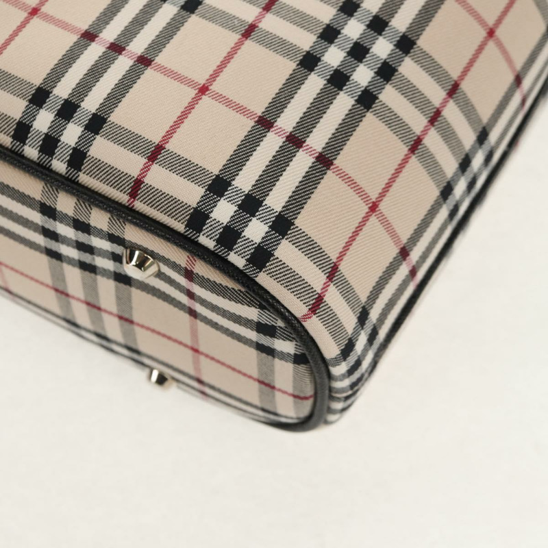 【日本直送】BURBERRY Nova 格紋手提包 帆布 米色 銀色 正品 am9603V-13