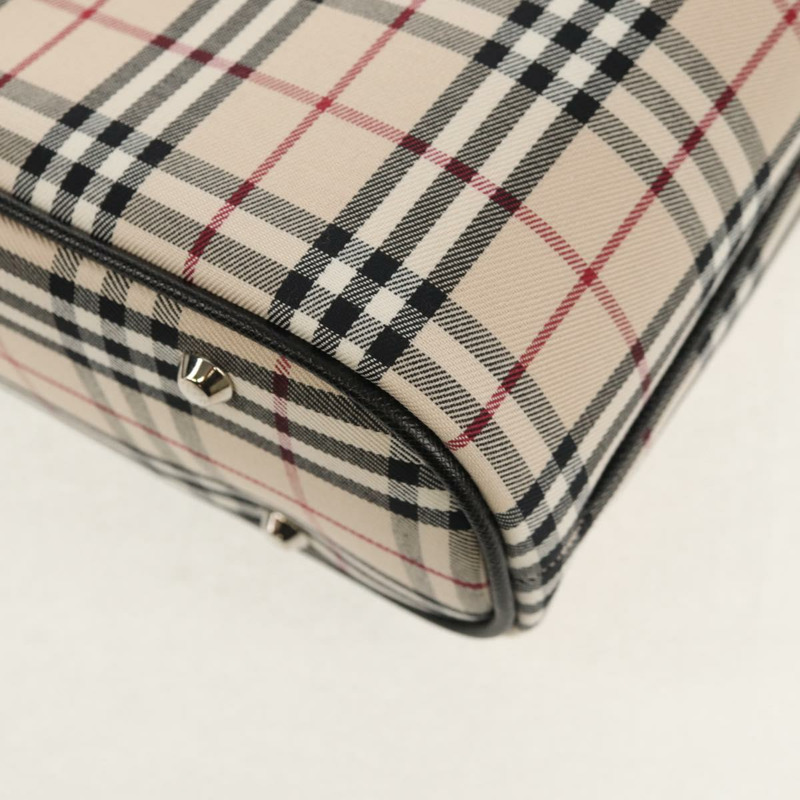 【日本直送】BURBERRY Nova 格紋手提包 帆布 米色 銀色 正品 am9603V-15