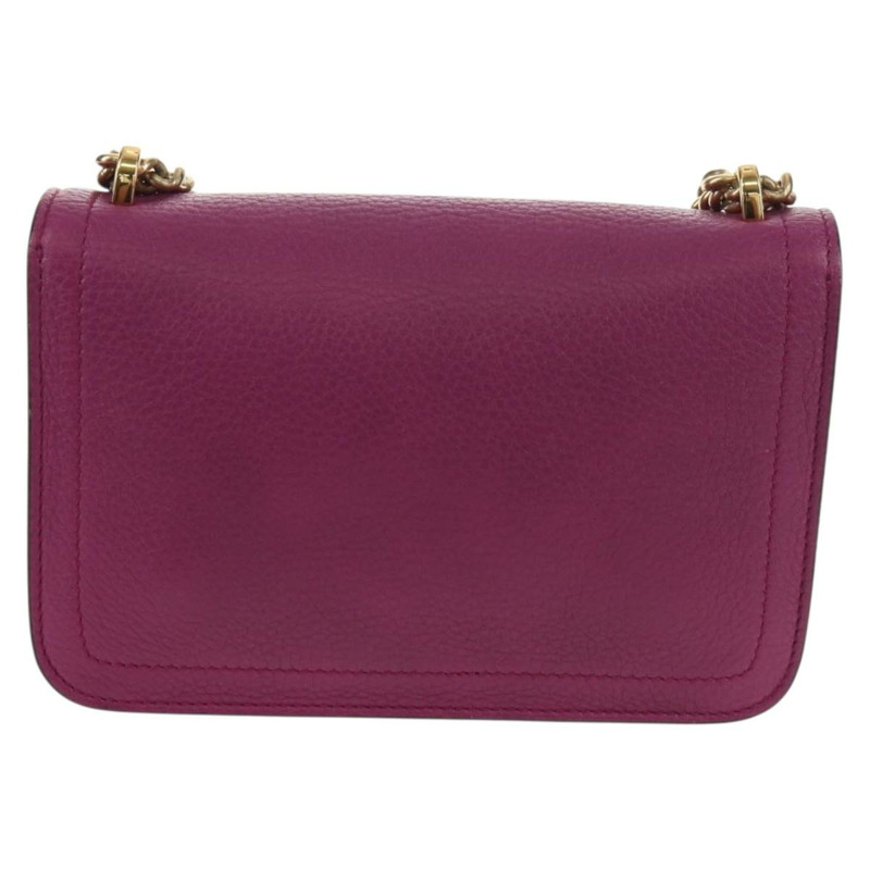 【日本直送】Salvatore Ferragamo Gancini 鏈條單肩包，紫色金色皮革，正品編號 153364V-1