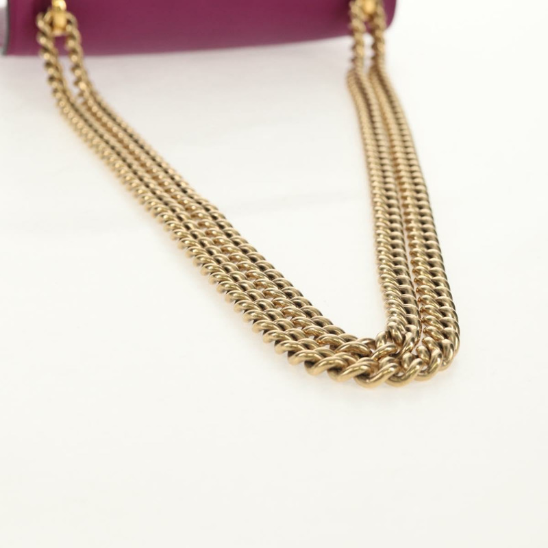 【日本直送】Salvatore Ferragamo Gancini 鏈條單肩包，紫色金色皮革，正品編號 153364V-6