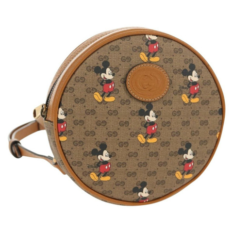 GUCCI Micro GG Supreme Disney 鏈條迷你雙肩包 PVC 米色 603730 Auth am9593M