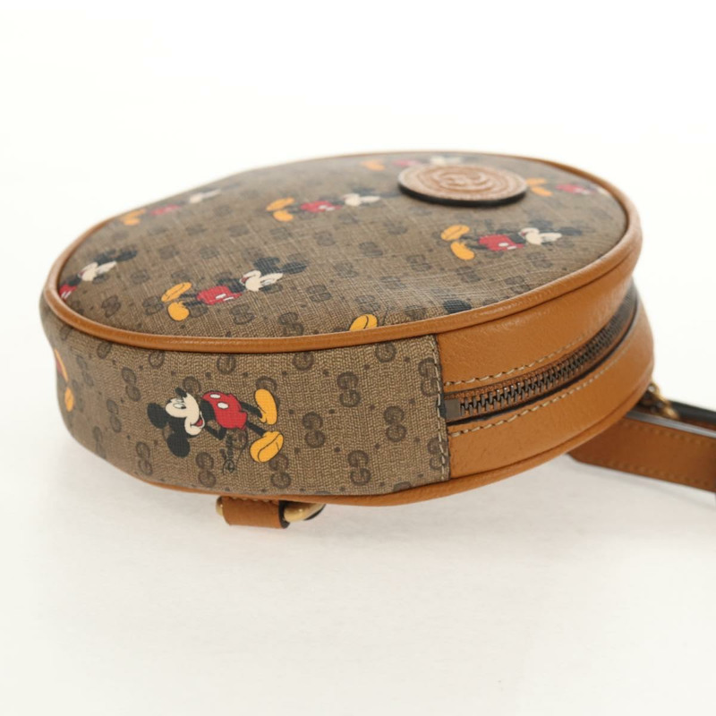 【日本直送】GUCCI Micro GG Supreme Disney 鏈條迷你雙肩包 PVC 米色 603730 Auth am9593M-3