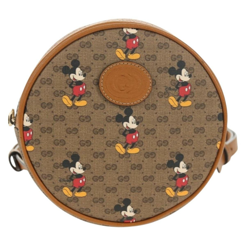 【日本直送】GUCCI Micro GG Supreme Disney 鏈條迷你雙肩包 PVC 米色 603730 Auth am9593M-12