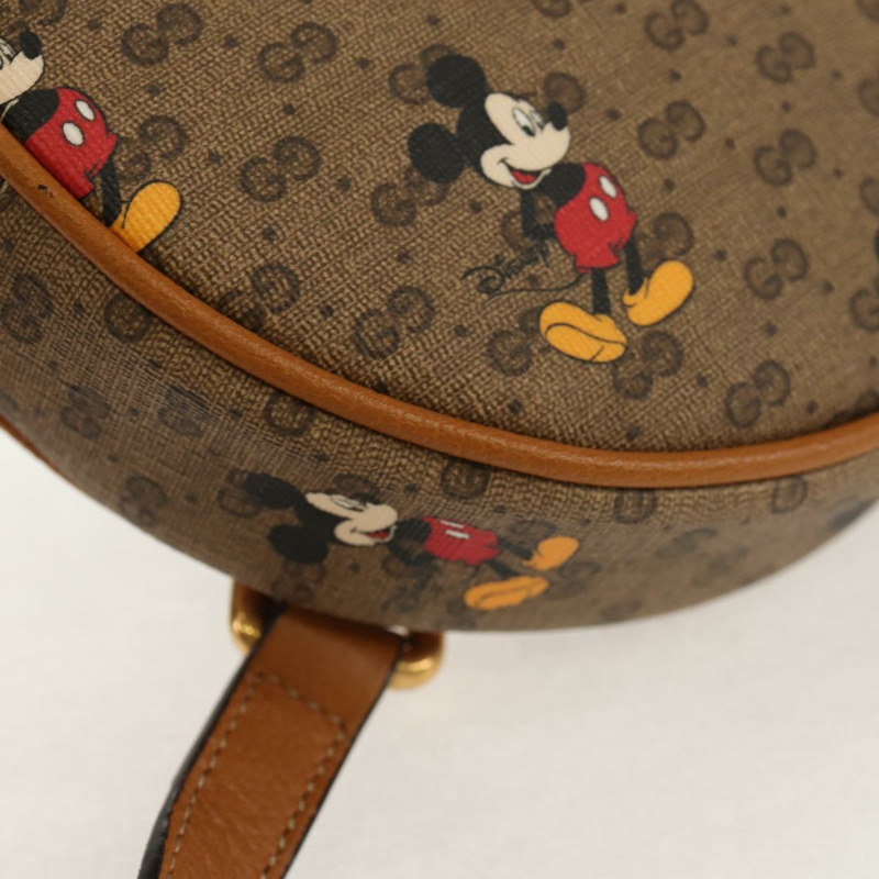 【日本直送】GUCCI Micro GG Supreme Disney 鏈條迷你雙肩包 PVC 米色 603730 Auth am9593M-15