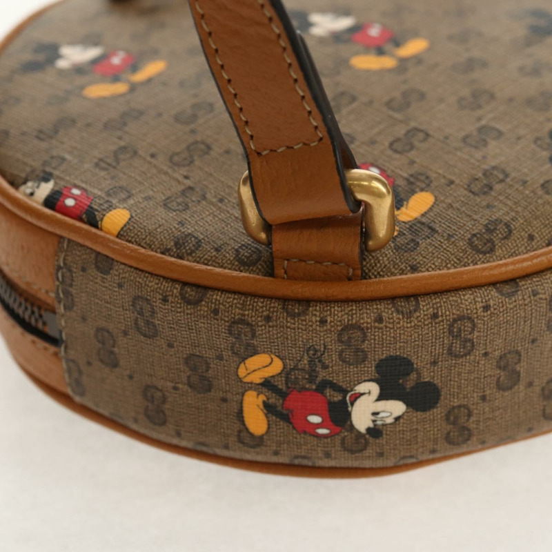 【日本直送】GUCCI Micro GG Supreme Disney 鏈條迷你雙肩包 PVC 米色 603730 Auth am9593M-17