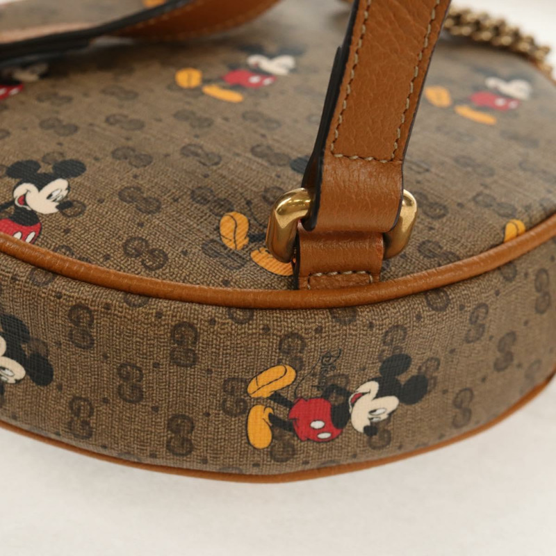 【日本直送】GUCCI Micro GG Supreme Disney 鏈條迷你雙肩包 PVC 米色 603730 Auth am9593M-18