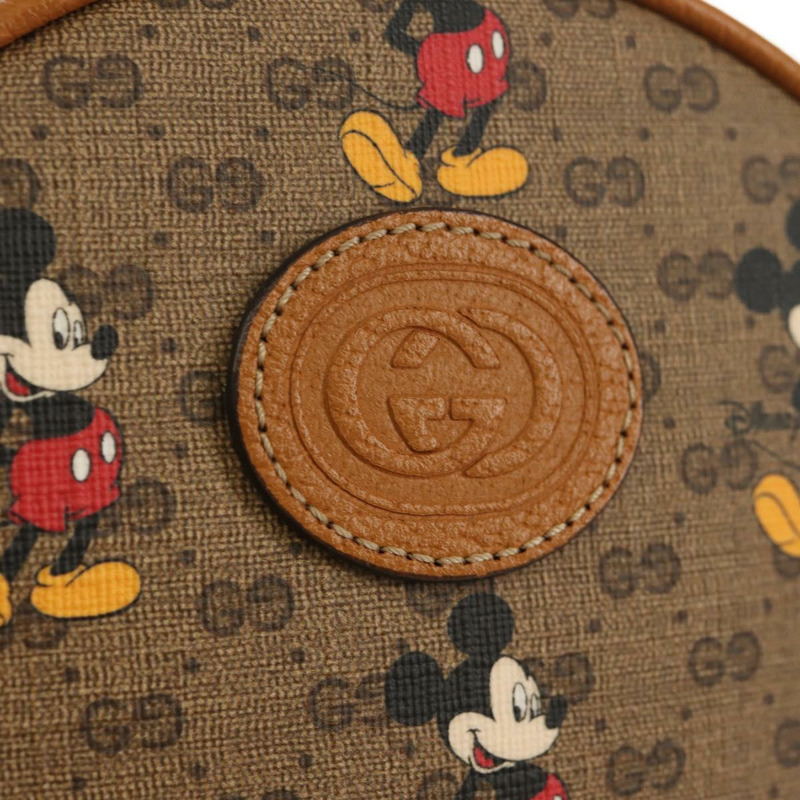 【日本直送】GUCCI Micro GG Supreme Disney 鏈條迷你雙肩包 PVC 米色 603730 Auth am9593M-19