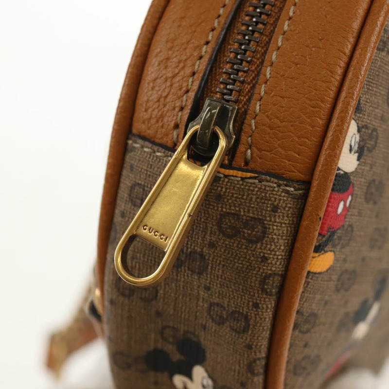 【日本直送】GUCCI Micro GG Supreme Disney 鏈條迷你雙肩包 PVC 米色 603730 Auth am9593M-20