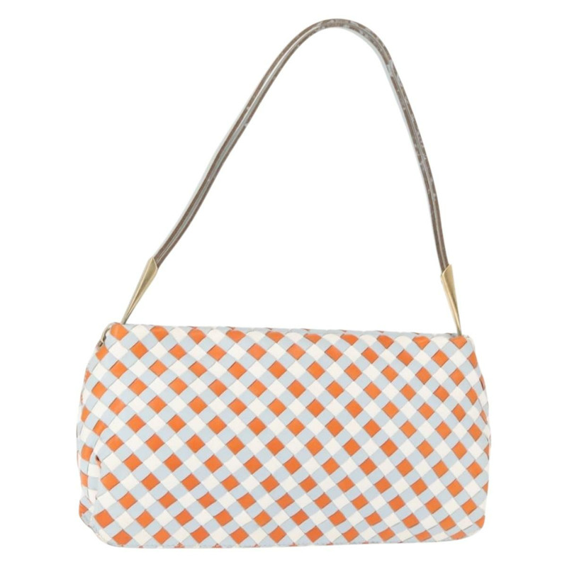 【日本直送】BOTTEGA VENETA INTRECCIATO 皮革肩背包 淺藍色 金色 Auth am9591-0