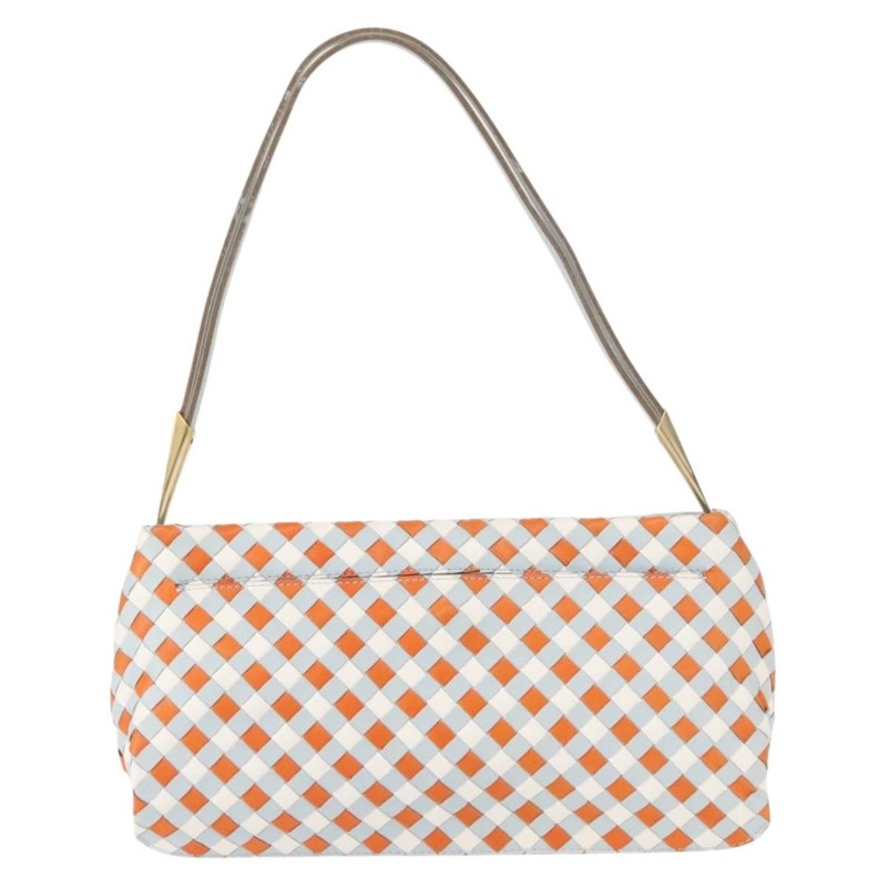 【日本直送】BOTTEGA VENETA INTRECCIATO 皮革肩背包 淺藍色 金色 Auth am9591-1