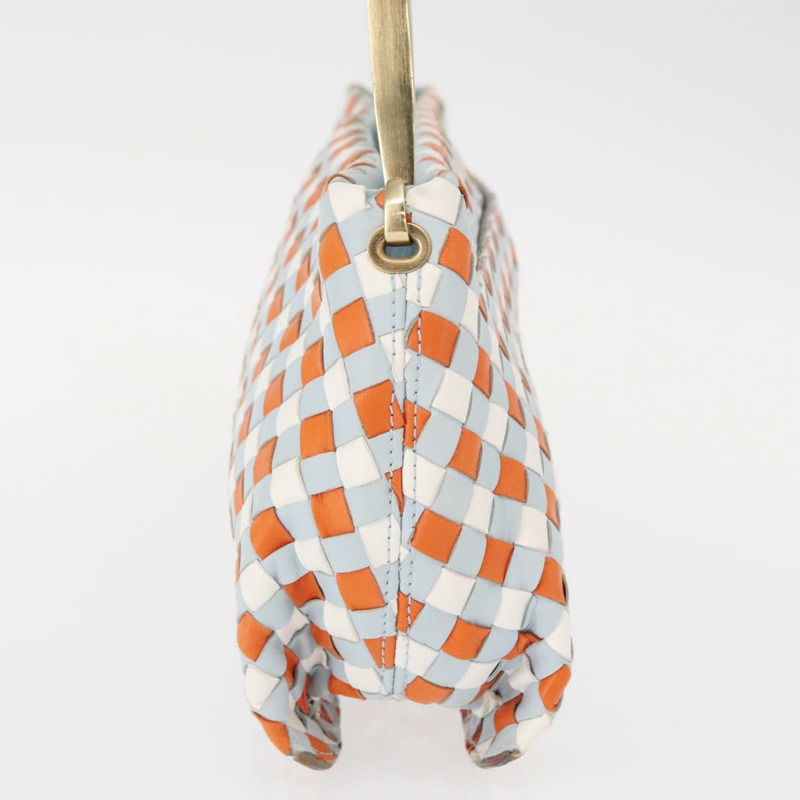 【日本直送】BOTTEGA VENETA INTRECCIATO 皮革肩背包 淺藍色 金色 Auth am9591-2