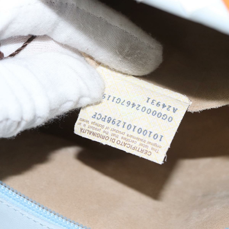 【日本直送】BOTTEGA VENETA INTRECCIATO 皮革肩背包 淺藍色 金色 Auth am9591-11