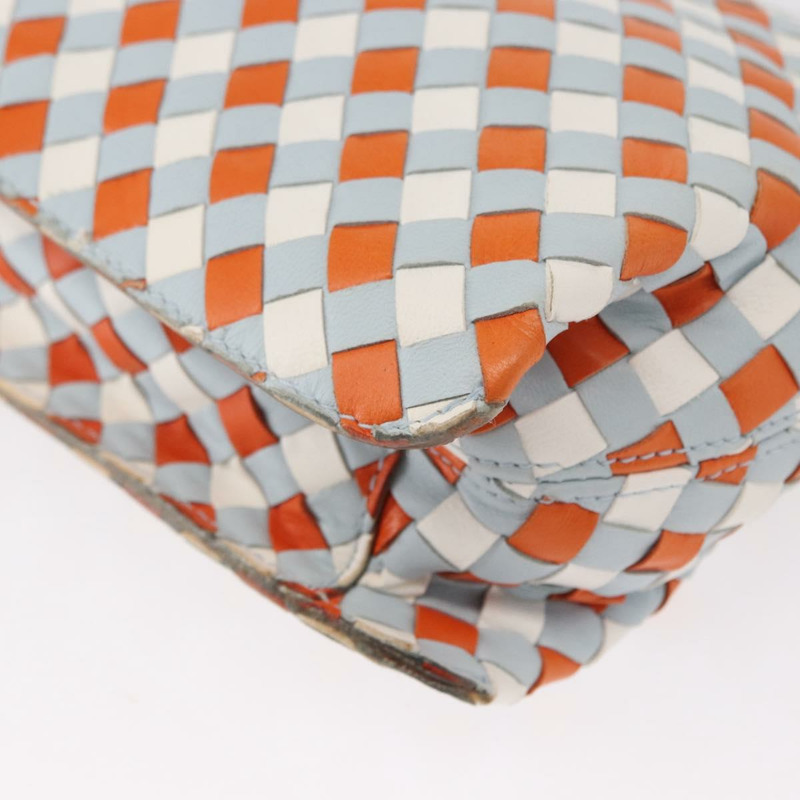 【日本直送】BOTTEGA VENETA INTRECCIATO 皮革肩背包 淺藍色 金色 Auth am9591-14