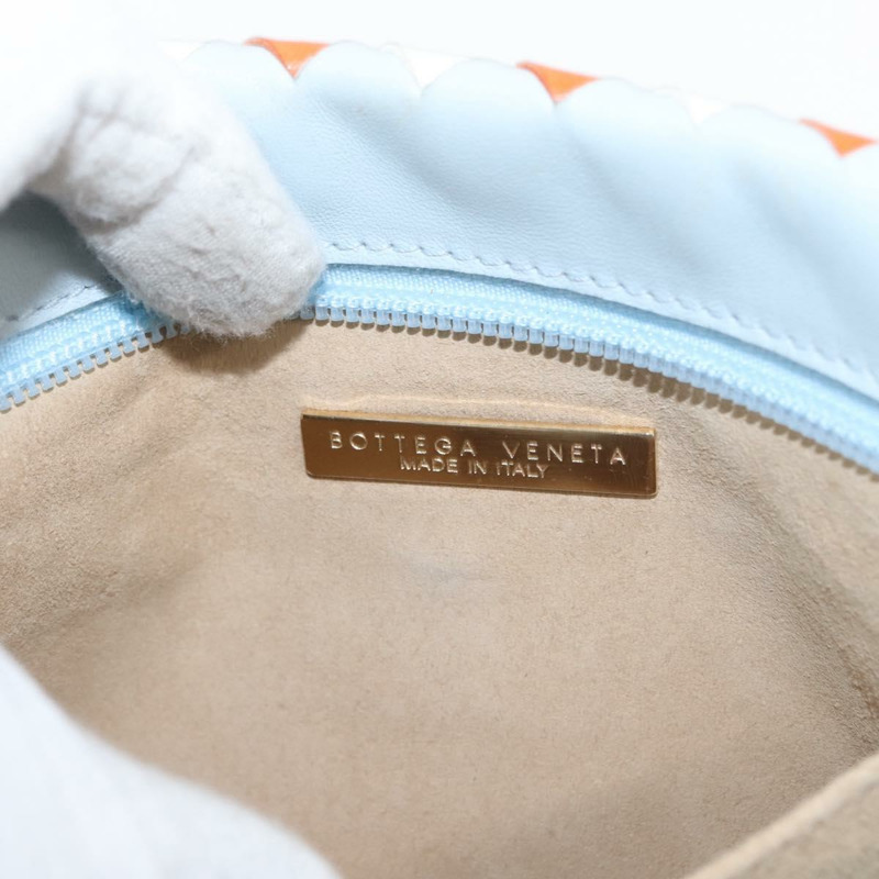 【日本直送】BOTTEGA VENETA INTRECCIATO 皮革肩背包 淺藍色 金色 Auth am9591-17