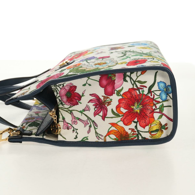 【日本直送】GUCCI Flora 手袋 帆布 兩用 藍白配色 550141 正品 am9636M-2